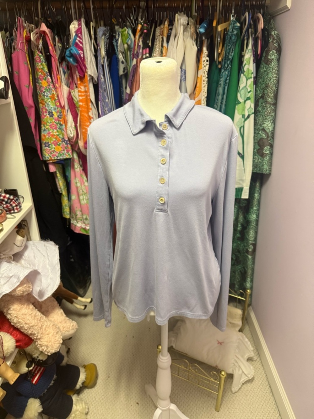J. Crew Lavender Long-Sleeve Polo Blouse